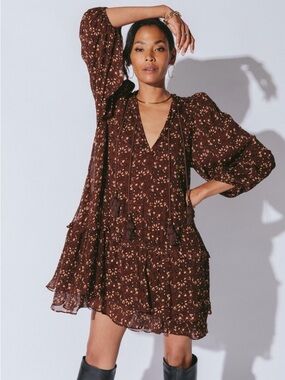 Cleobella Jaslynn Zadia  Block Print Purple Tiered Dress